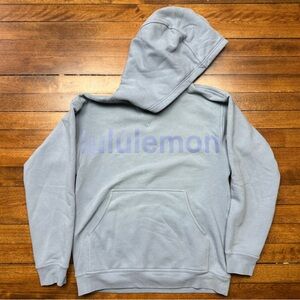lululemon athletica Woman’s Light Gray Chambray Hoodie with Purple Logo Size 6